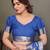 Blue pure silk printed zari work saree with blouse