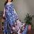 Blue pure silk printed zari work saree with blouse