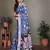 Blue pure silk printed zari work saree with blouse