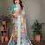 Light blue pure silk printed zari work saree with blouse