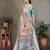 Light blue pure silk printed zari work saree with blouse