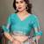 Light blue pure silk printed zari work saree with blouse