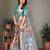 Light blue pure silk printed zari work saree with blouse