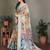 Light blue pure silk printed zari work saree with blouse