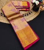 Purple jacquard woven zari work saree with blouse