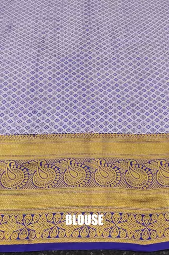 Blue pure silk printed zari work saree with blouse