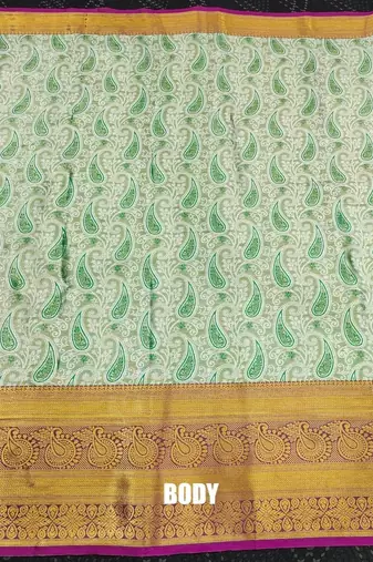 Green pure silk printed zari work saree with blouse