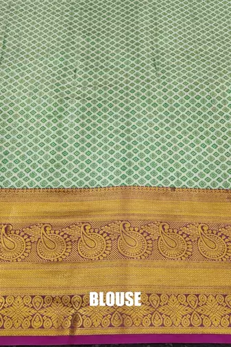 Green pure silk printed zari work saree with blouse