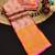 Orange pure silk printed zari work saree with blouse