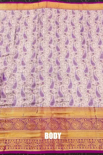Purple pure silk printed zari work saree with blouse