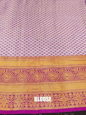 Purple pure silk printed zari work saree with blouse 4