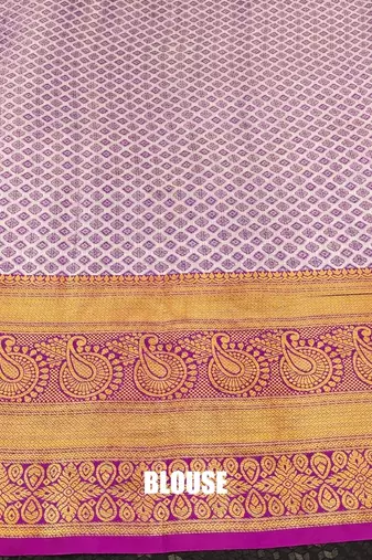Purple pure silk printed zari work saree with blouse