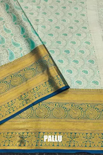 Dark green pure silk printed zari work saree with blouse