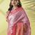 Pink silk blend woven zari work saree with blouse