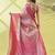 Pink silk blend woven zari work saree with blouse