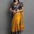 Gold black blended cotton woven zari work saree with blouse