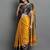 Gold black blended cotton woven zari work saree with blouse