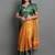 Gold green blended cotton woven zari work saree with blouse