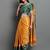 Gold green blended cotton woven zari work saree with blouse