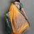 Gold green blended cotton woven zari work saree with blouse