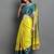 Light green green blended cotton woven zari work saree with blouse