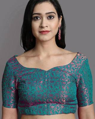 Light green green blended cotton woven zari work saree with blouse 4