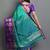 Light blue purple blended cotton woven zari work saree with blouse
