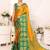 Gold green blended cotton woven zari work saree with blouse