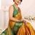 Gold green blended cotton woven zari work saree with blouse