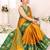 Gold green blended cotton woven zari work saree with blouse