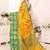 Gold green blended cotton woven zari work saree with blouse