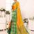 Gold green blended cotton woven zari work saree with blouse