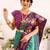 Light blue blended cotton woven zari work saree with blouse