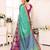 Light blue blended cotton woven zari work saree with blouse