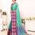 Light blue blended cotton woven zari work saree with blouse