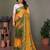 Orange georgette printed zari work saree with blouse