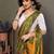 Orange georgette printed zari work saree with blouse