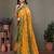 Orange georgette printed zari work saree with blouse