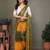 Orange georgette printed zari work saree with blouse