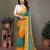 Green yellow georgette printed zari work saree with blouse