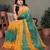 Green yellow georgette printed zari work saree with blouse