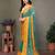 Green yellow georgette printed zari work saree with blouse
