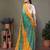Green yellow georgette printed zari work saree with blouse