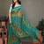 Dark green georgette printed zari work saree with blouse