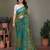 Dark green georgette printed zari work saree with blouse
