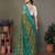 Dark green georgette printed zari work saree with blouse