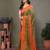 Light green orange georgette printed zari work saree with blouse