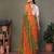 Light green orange georgette printed zari work saree with blouse
