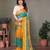 Dark green georgette printed zari work saree with blouse
