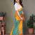 Dark green georgette printed zari work saree with blouse